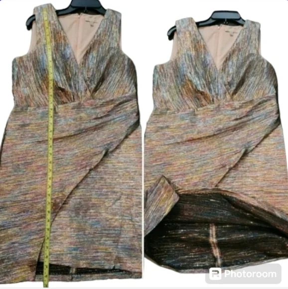 Gianni Bini metallic faux wrap sleeveless  mini cocktail dress - Picture 11 of 15